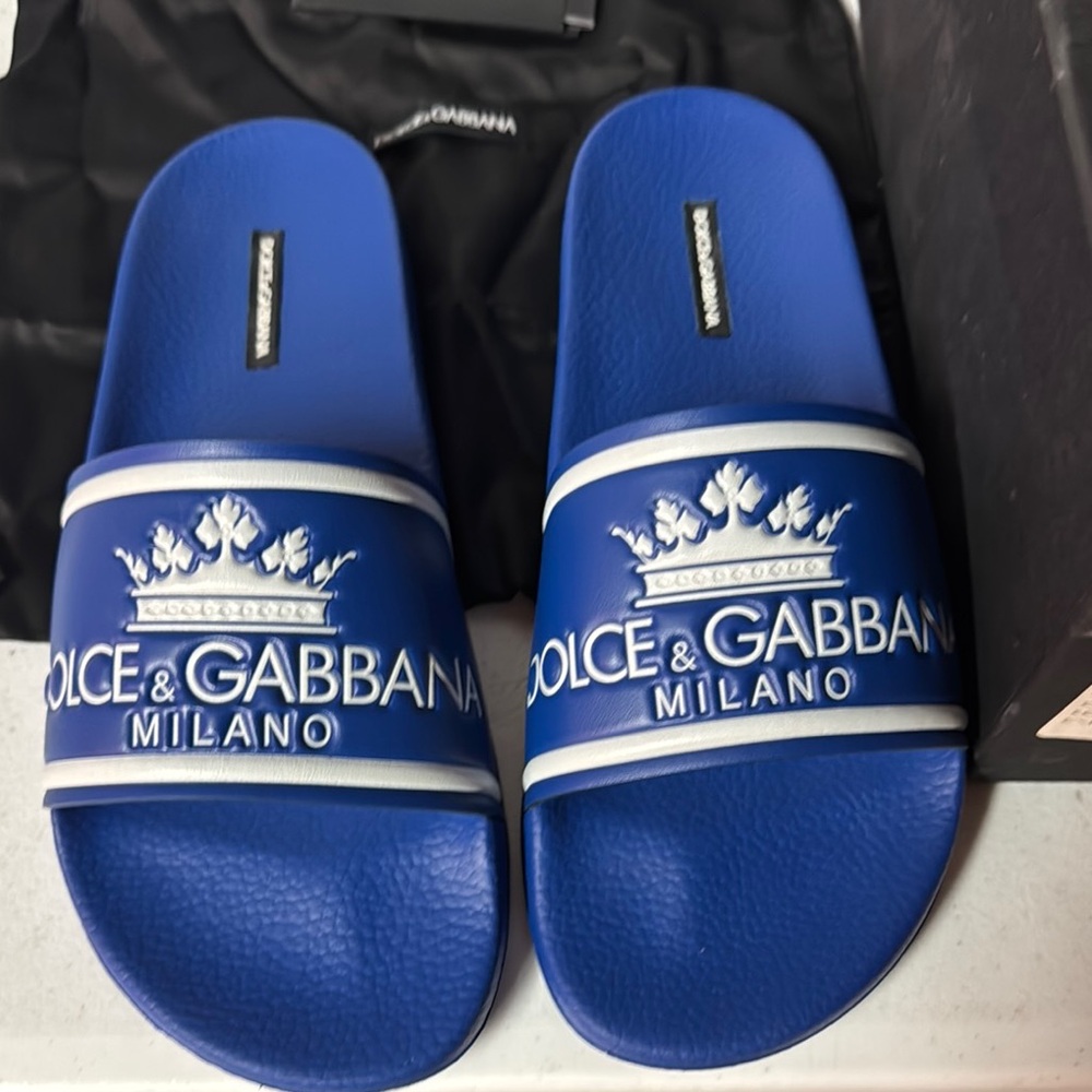 Dolce & Gabbana Royal Blue Slides